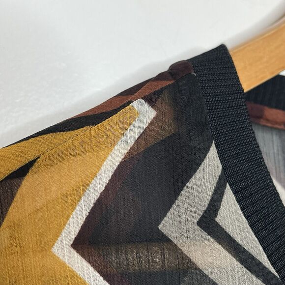 Missoni for Target Chevron Zigzag Sheer Long Sleeve Top Brown Black Womens M - Picture 3 of 6
